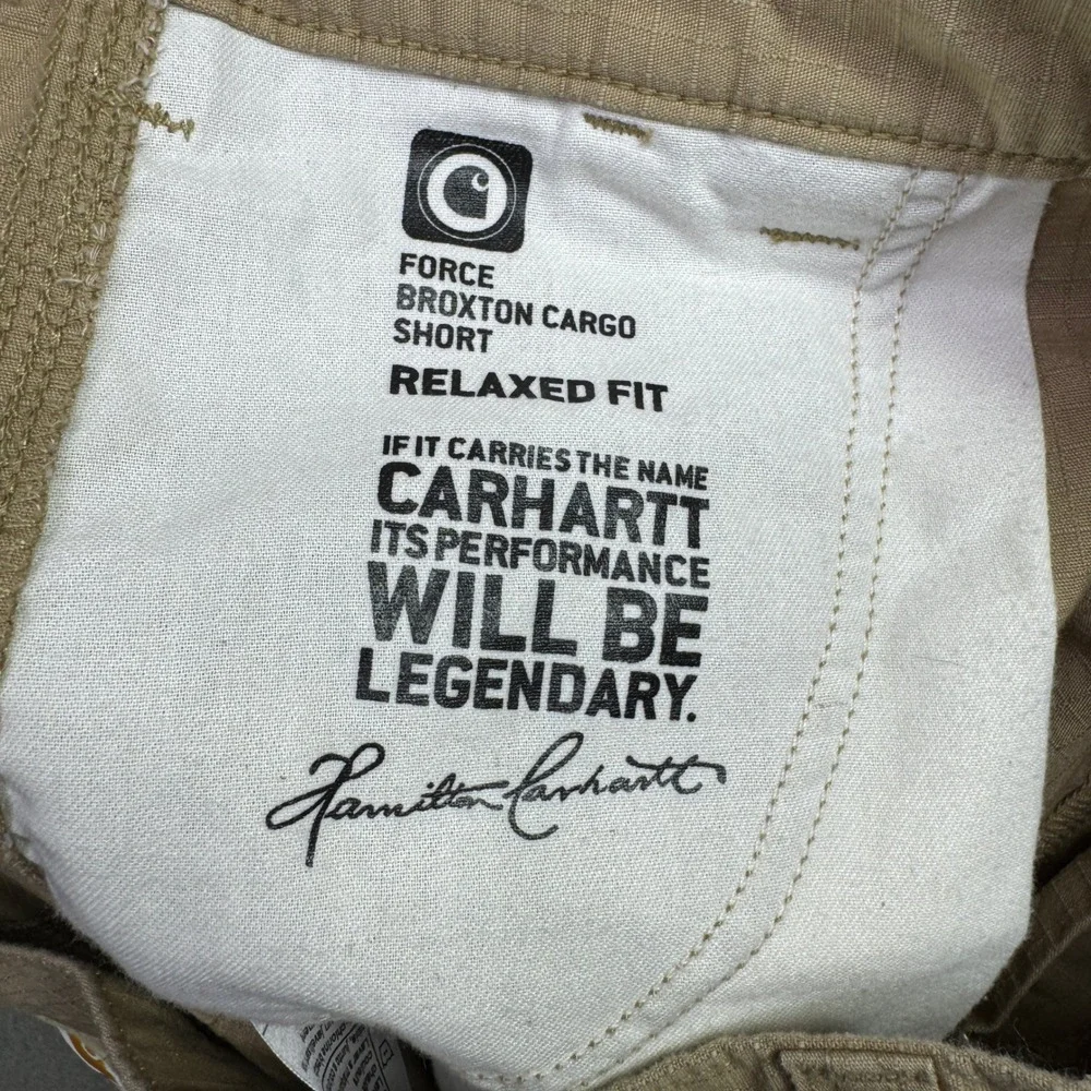 Carhartt Force Broxton Cargo Mens 40 Tan Relaxed Fit Ripstop Work Utility Shorts